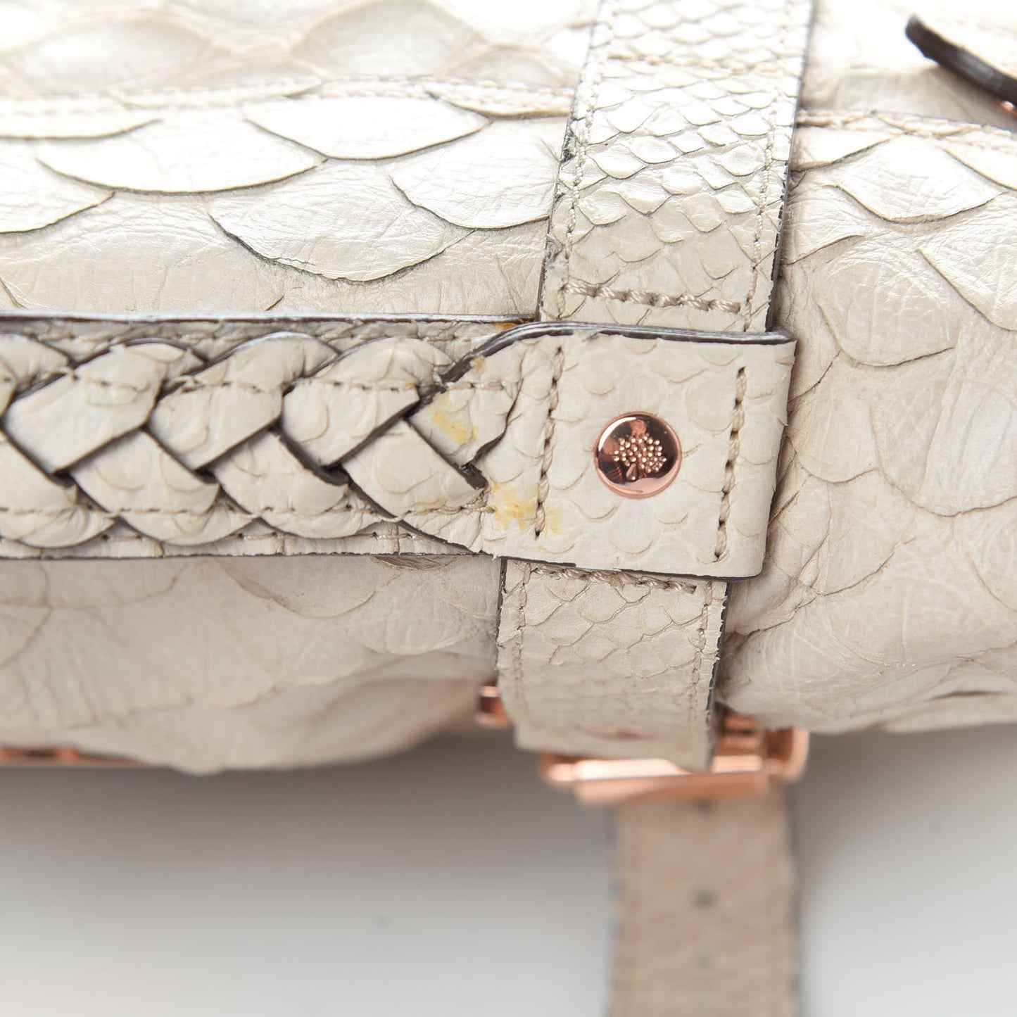 Python Embossed Calfskin Medium Alexa White