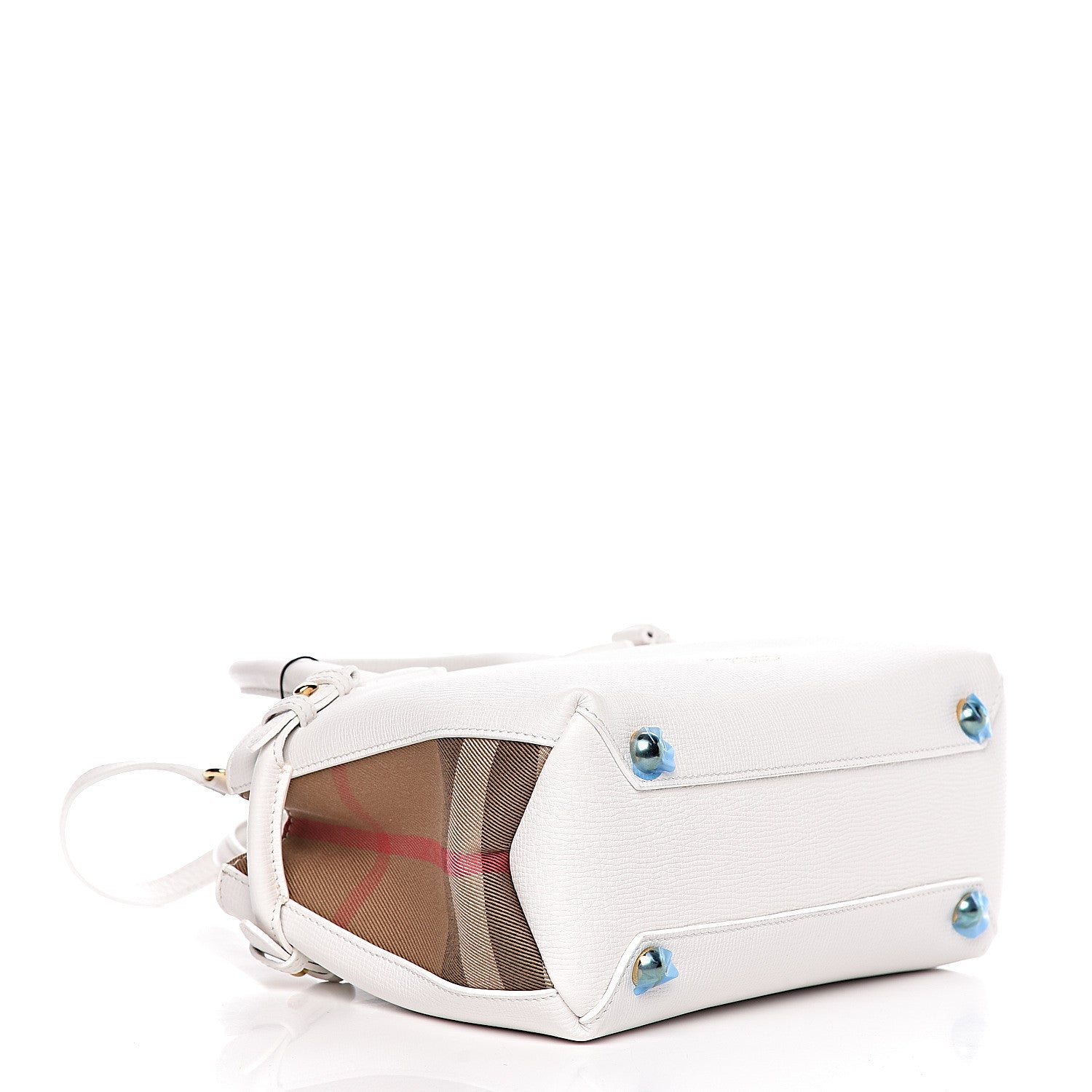 Burberry Grainy Calfskin House Check Small Banner Tote Chalk White 4 of 10