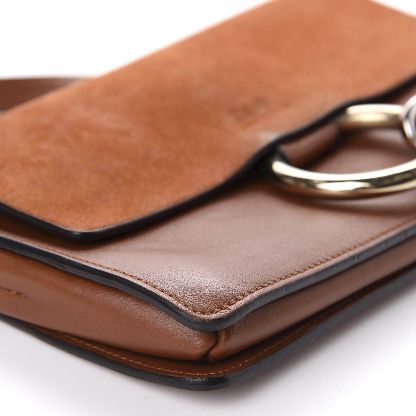 Suede Calfskin Small Faye Shoulder Bag Tobacco
