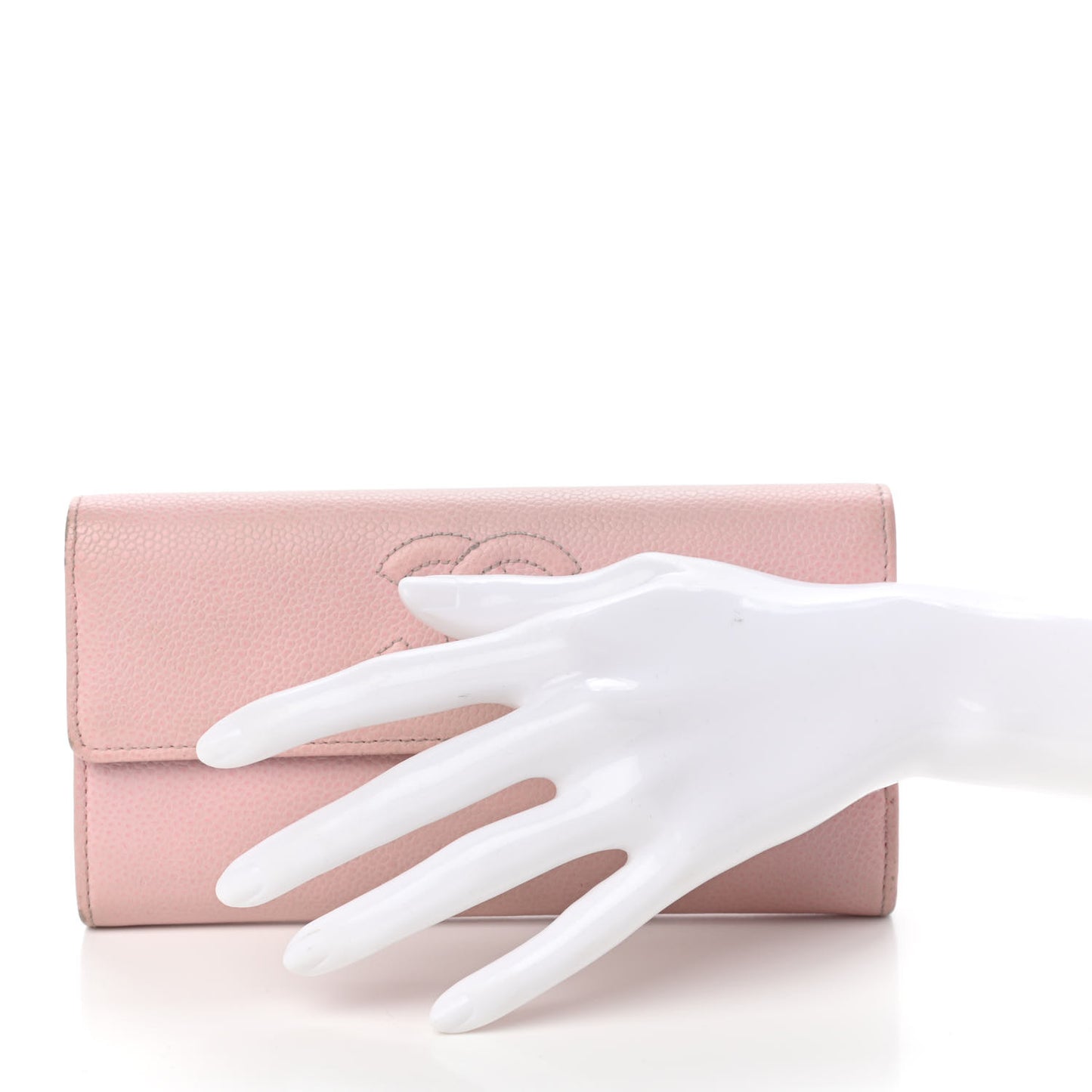 Caviar Timeless CC Large Gusset Flap Wallet Rose Pale