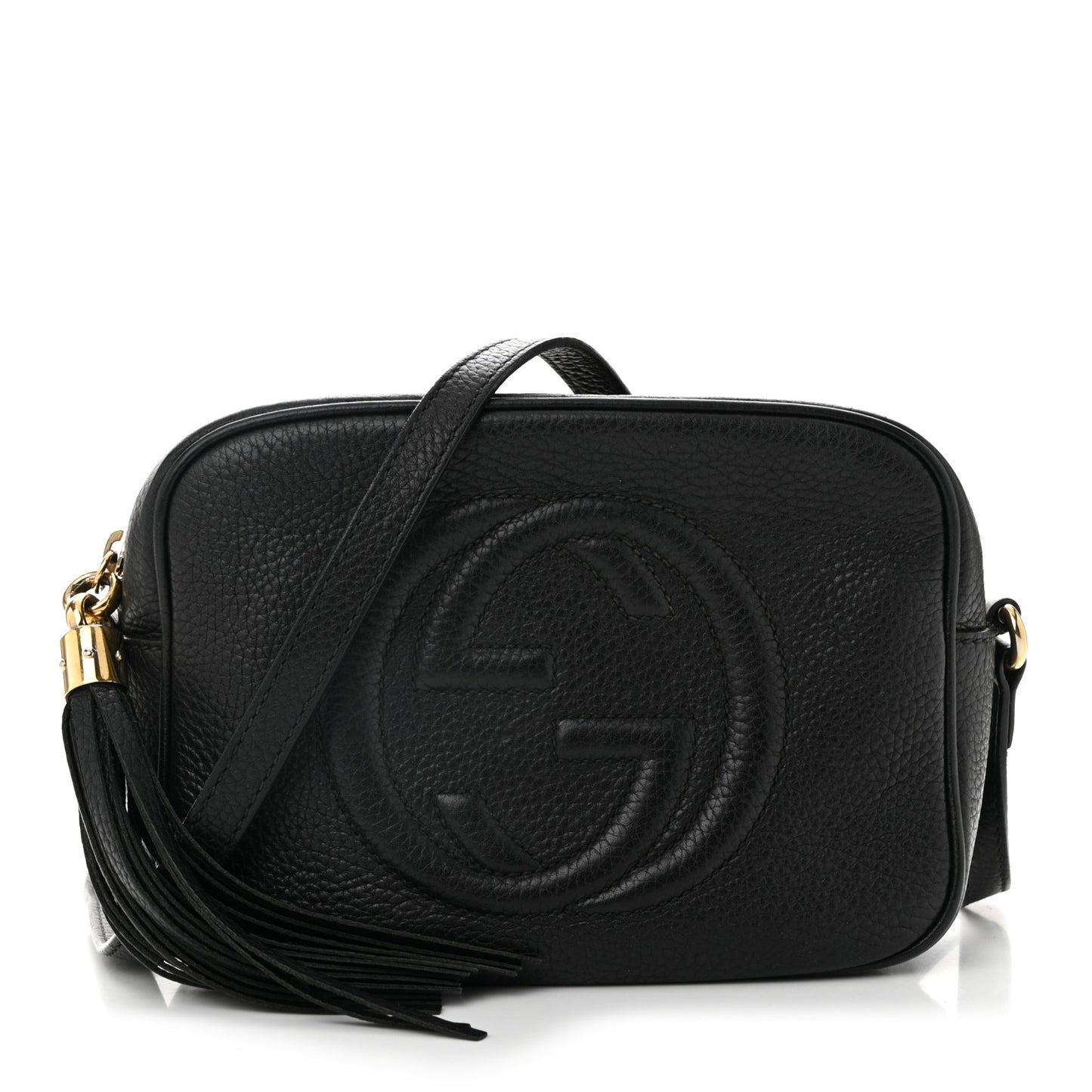 Pebbled Calfskin Small Soho Disco Bag Black