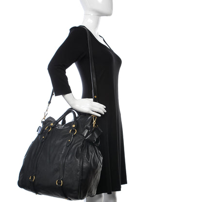 Miu Miu Vitello Bow Tote Black 3 of 19