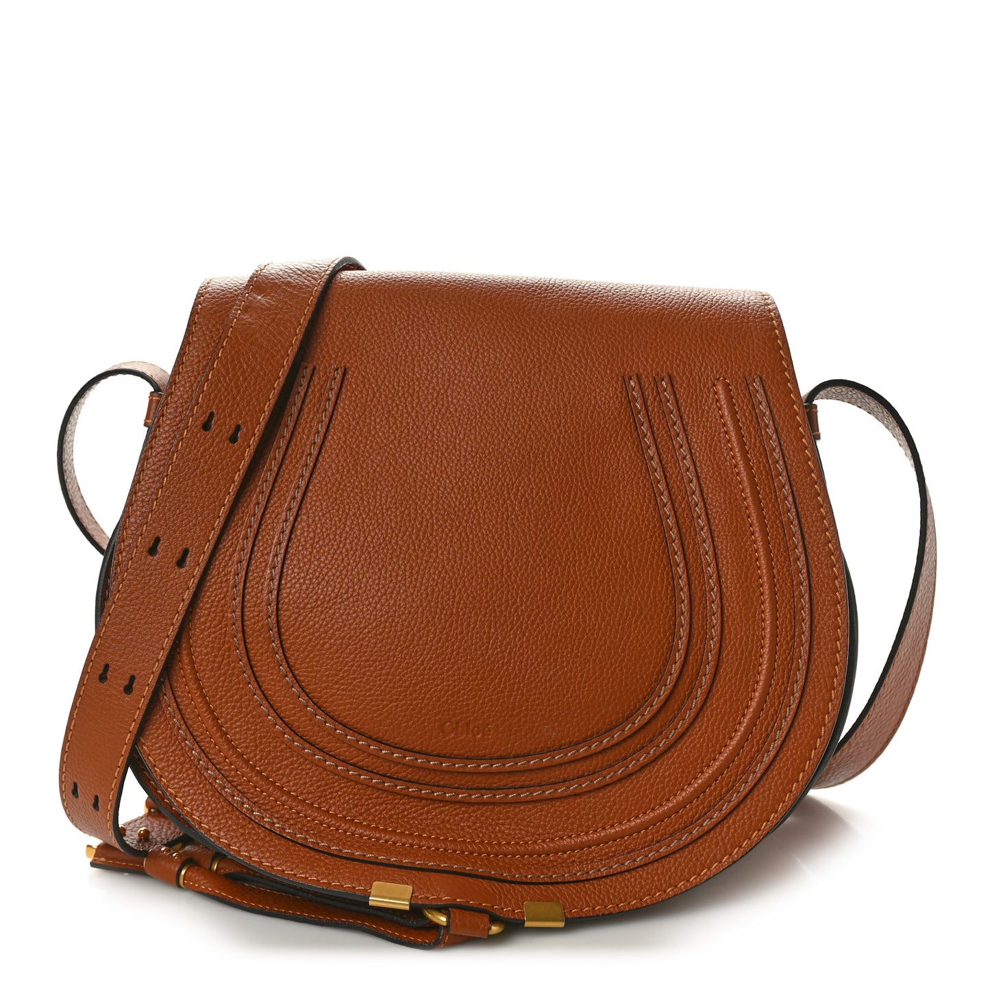 Calfskin Medium Marcie Round Crossbody Bag Tan