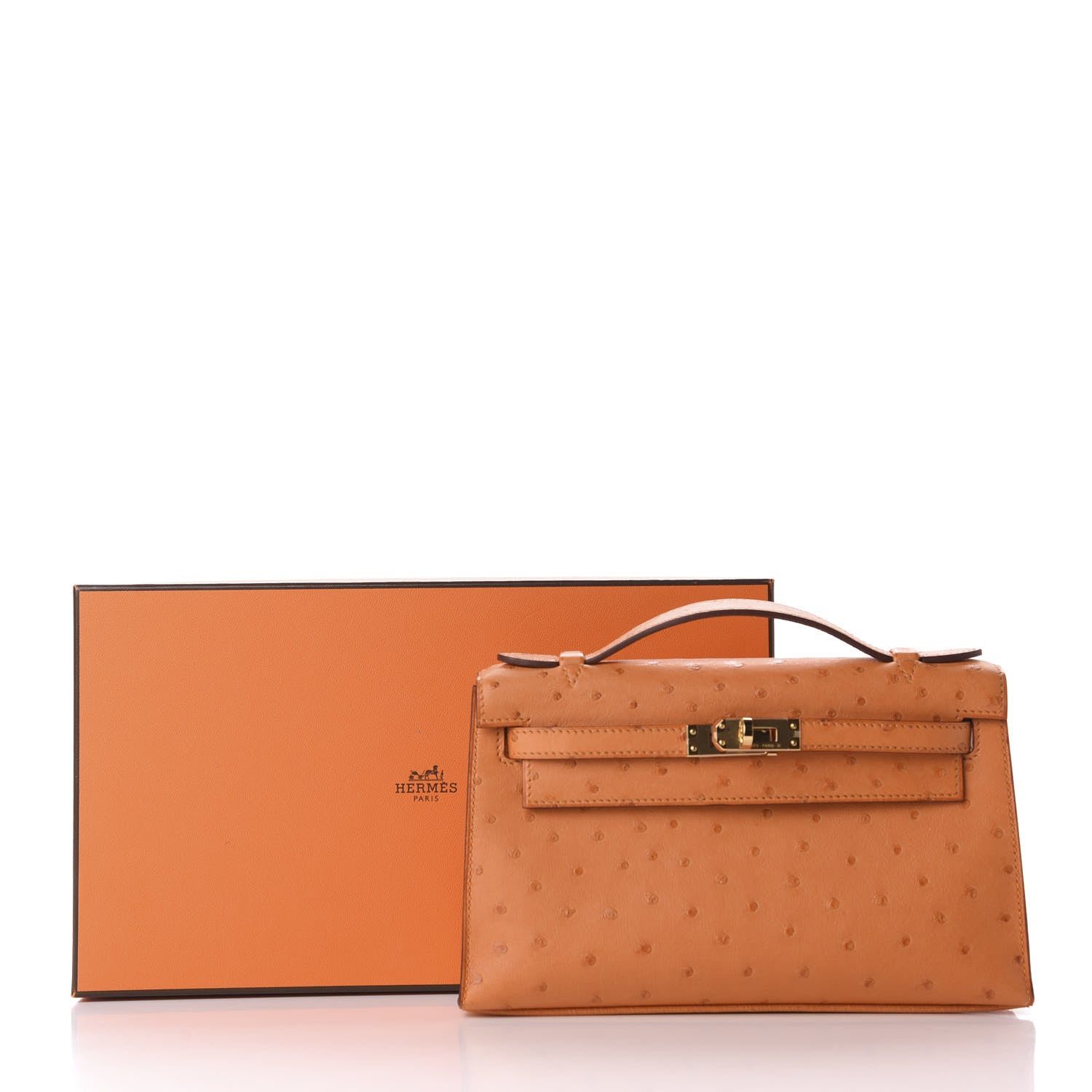 Hermes Ostrich Kelly Pochette Abricot 9 of 9