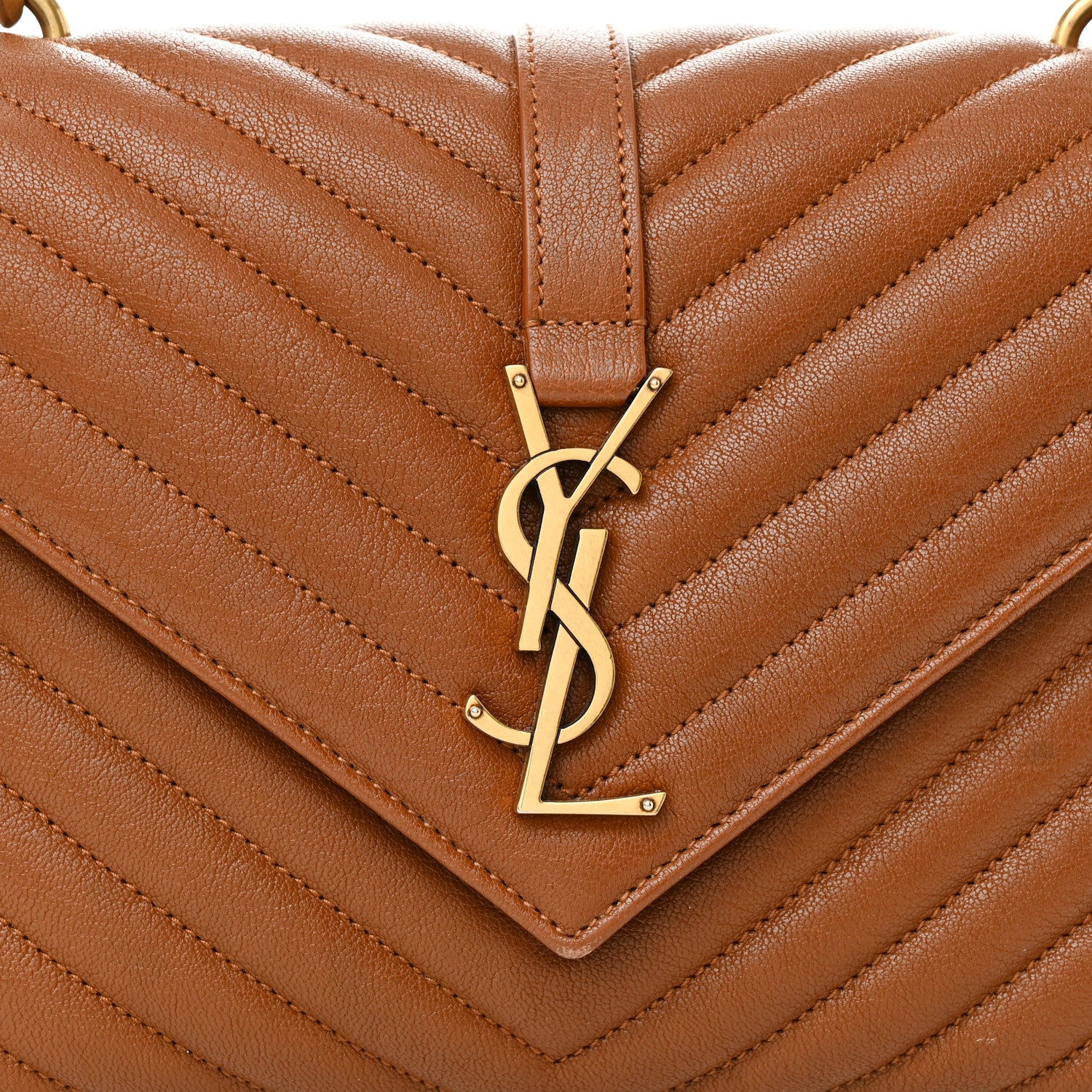 Saint Laurent Calfskin Matelasse Chevron Monogram Medium College Bag Brick 8 of 10