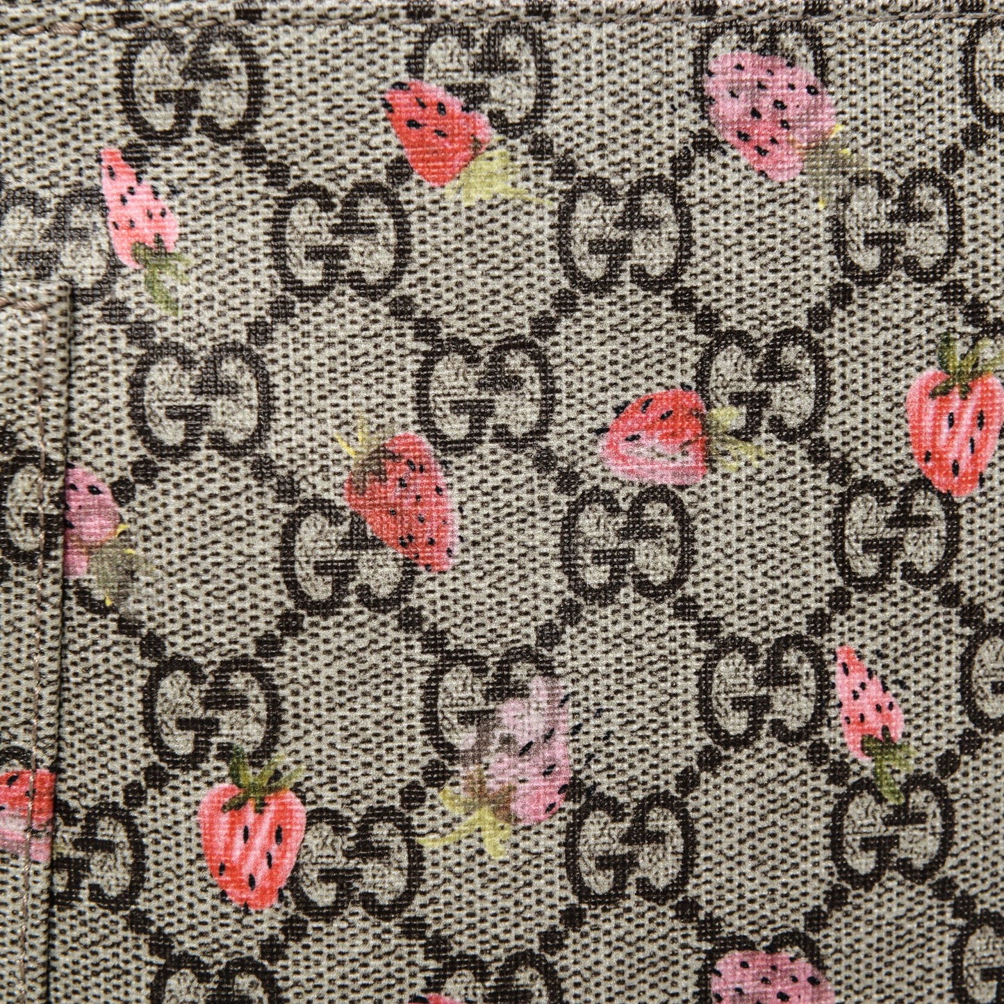 GG Supreme Monogram Strawberry Messenger Diaper Bag Beige