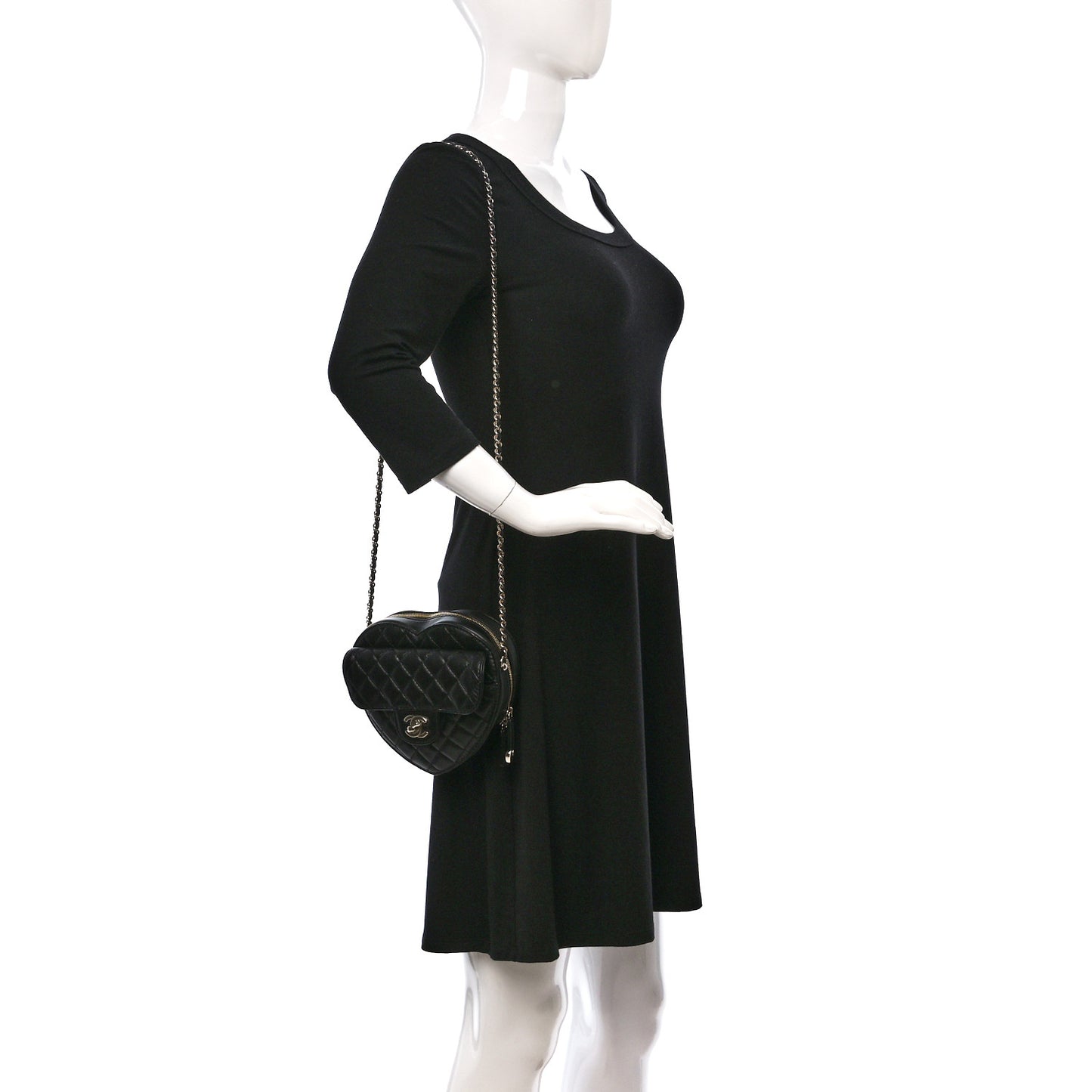 Lambskin Quilted CC In Love Heart Bag Black