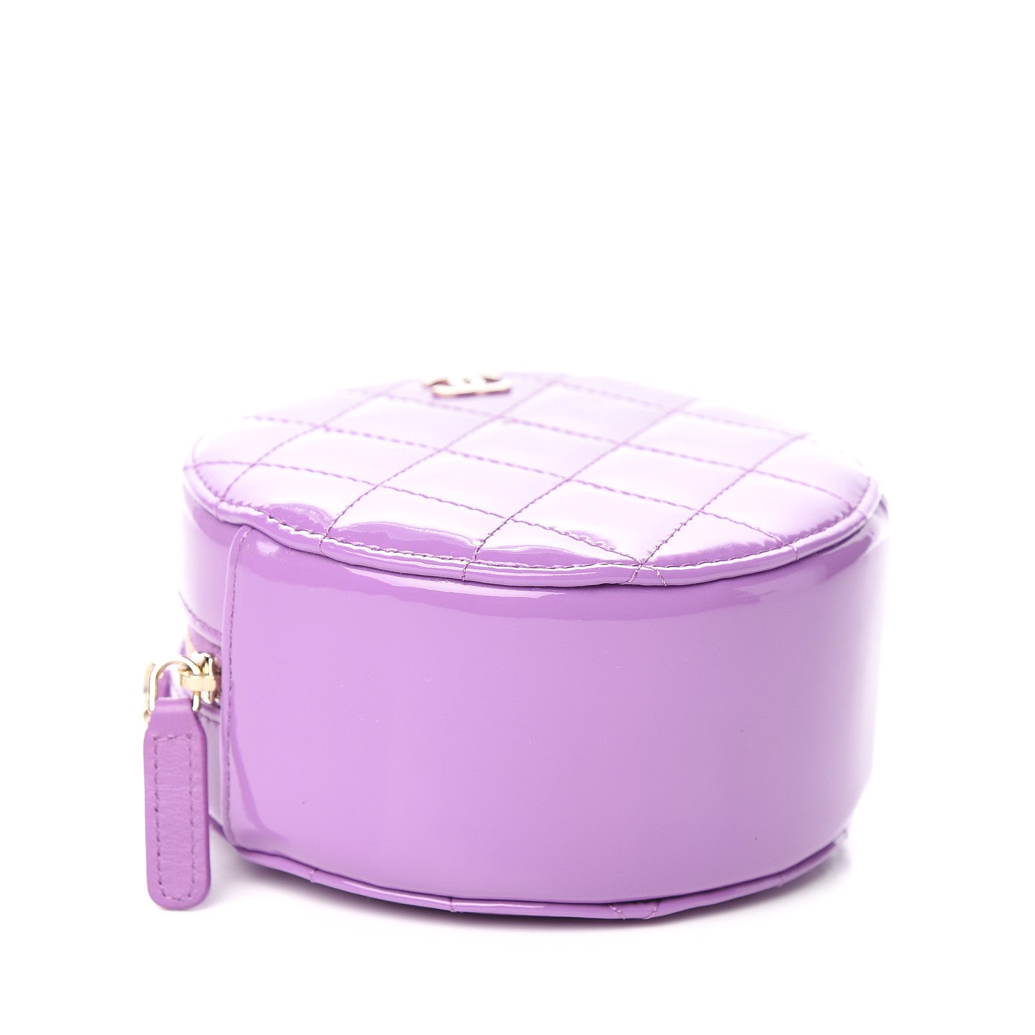 Chanel Patent Quilted Round Clutch With Chain Purple 4 of 12