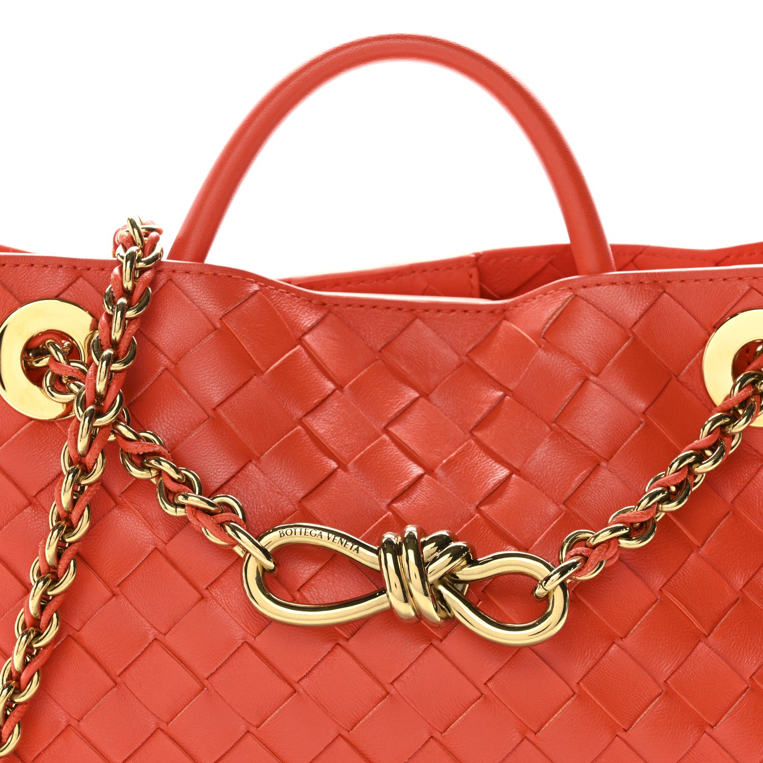 Bottega Veneta Nappa Intrecciato Small Andiamo With Chain Shoulder Bag Orange 7 of 9