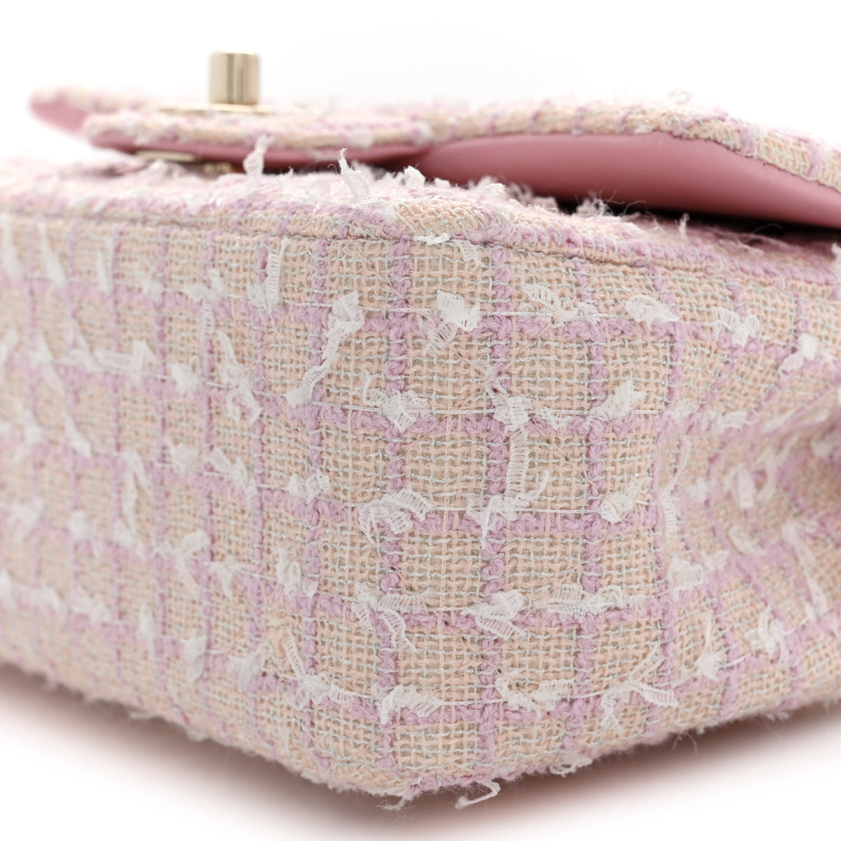 Chanel Tweed Quilted Mini Top Handle Rectangular Flap Light Pink 10 of 10