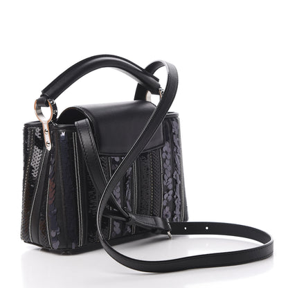Louis Vuitton Calfskin Sequin Beaded Capucines Mini Black 3 of 11