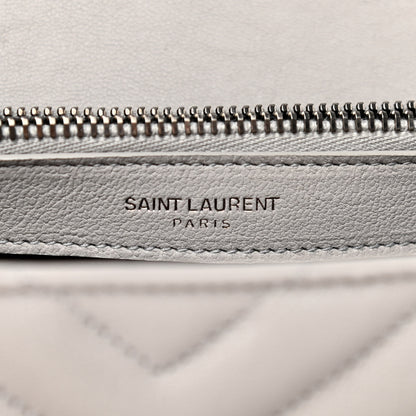 Saint Laurent Sheepskin Matelasse Chevron Monogram Large College Satchel Souris 6 of 12
