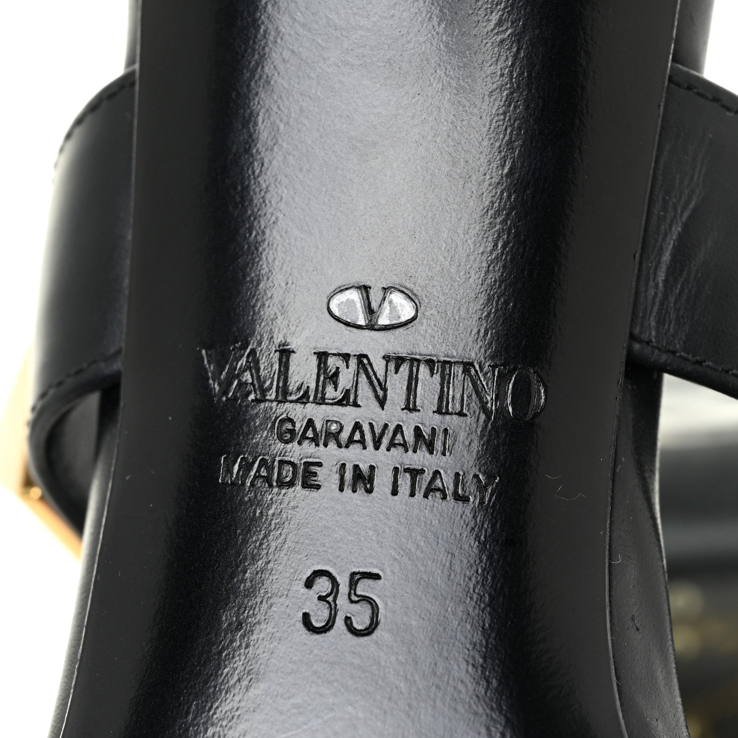 Valentino Garavani Calfskin Roman Stud Ankle Strap 80mm Pumps 35 Black 9 of 13