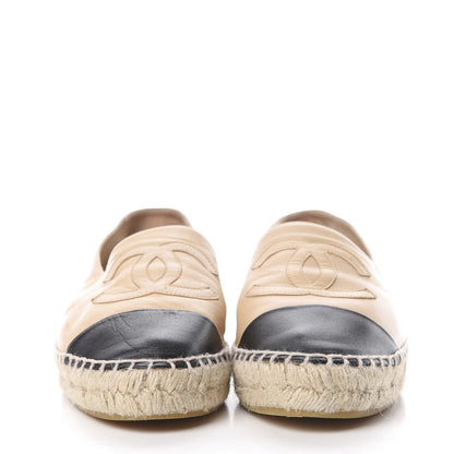 Chanel Lambskin CC Espadrilles 39 Beige Black 2 of 12