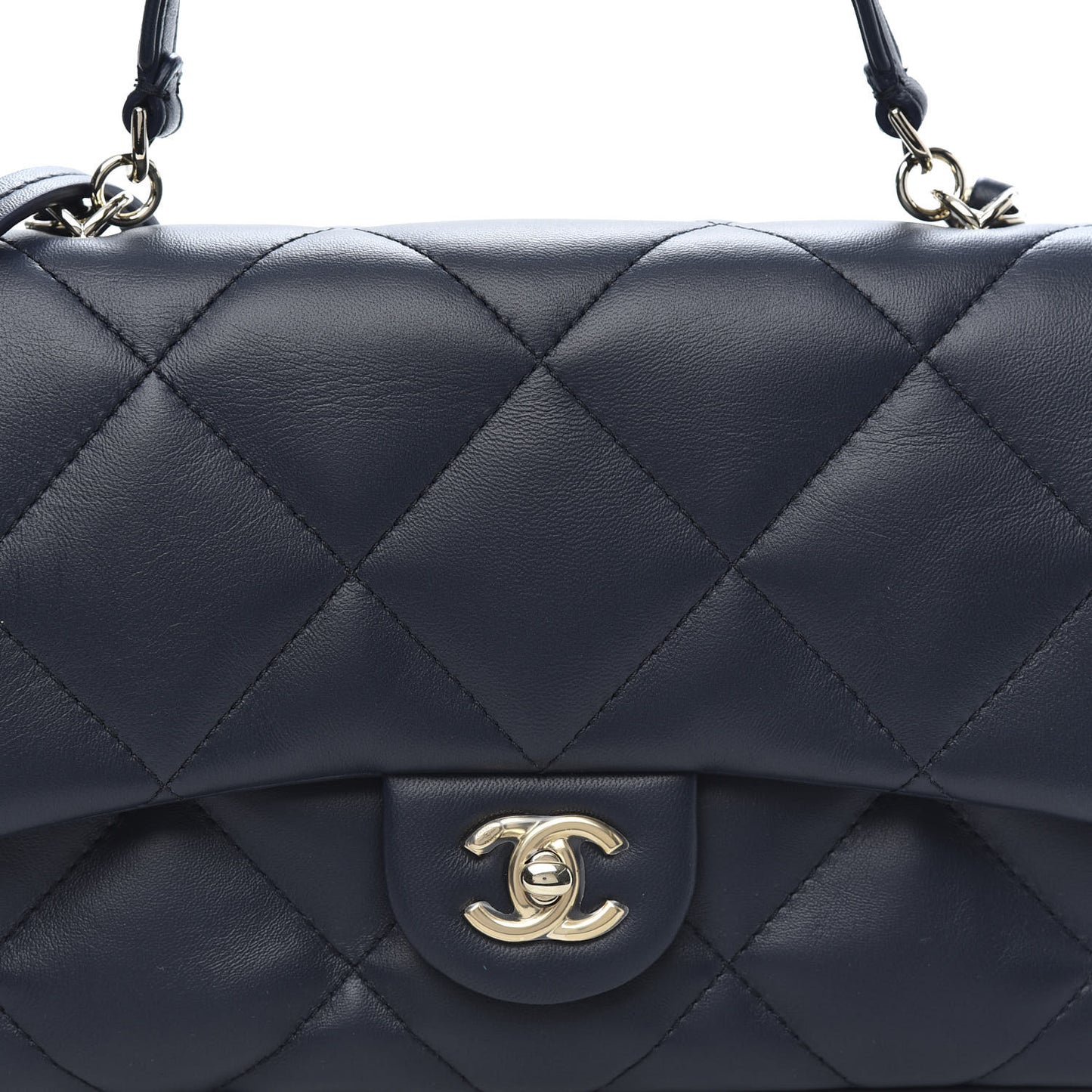 Lambskin Quilted Easy Carry Flap Navy