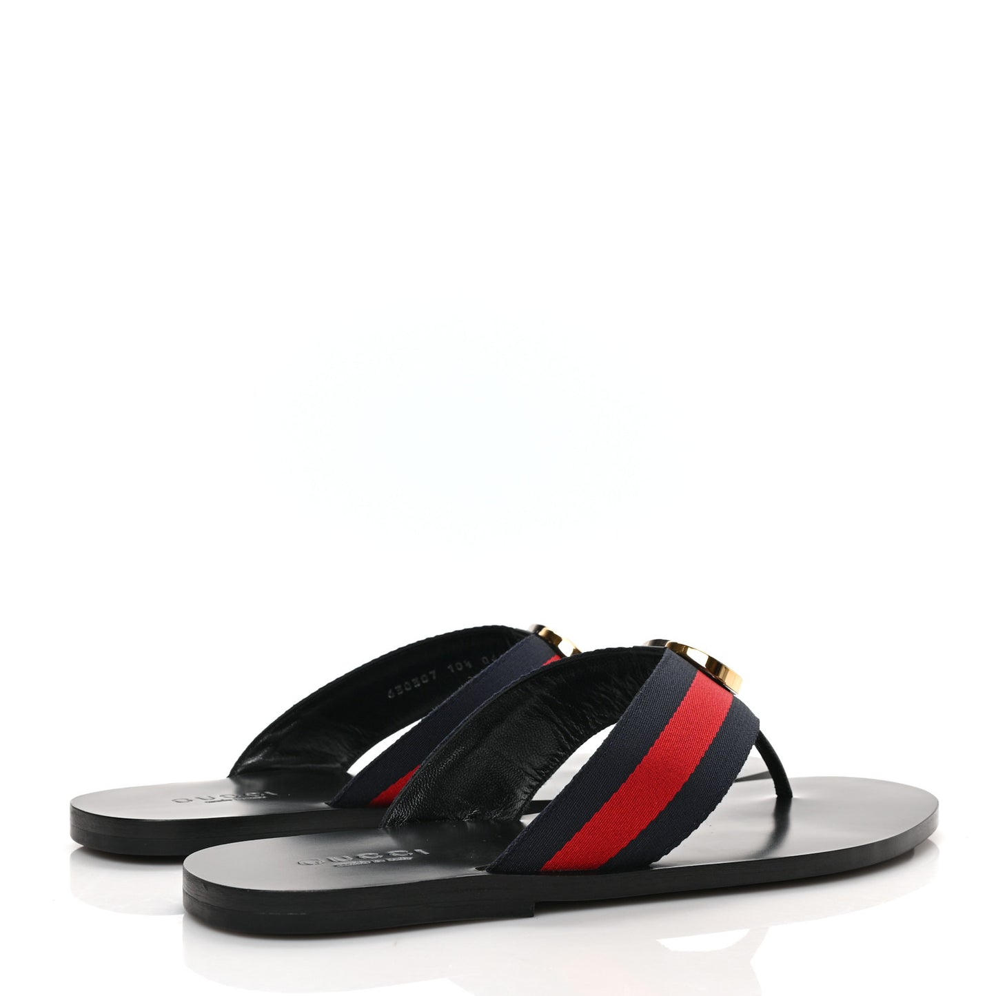 Nylon Calfskin Web Mens GG Thong Sandals 10.5 Blue Red Black
