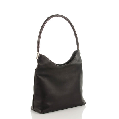 Gucci Calfskin Bamboo Shoulder Bag Dark Brown 3 of 7