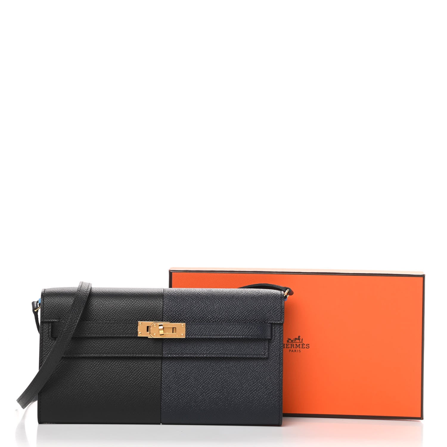 Hermes Epsom Casaque Kelly Wallet To Go Black Bleu Indigo Bleu Frida 11 of 11