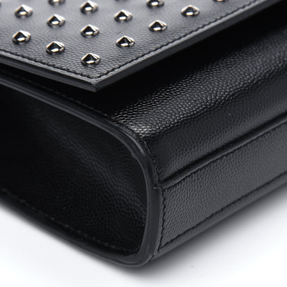Saint Laurent Grain De Poudre Classic Monogram Studded Clutch Black 12 of 18