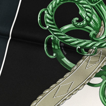 Hermes Silk Lift Profile Scarf 90 Vert Black Gris 4 of 5
