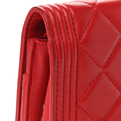 Chanel Lambskin Quilted Boy Wallet On Chain WOC Red 8 of 12