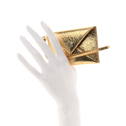 Chanel Metallic Lambskin Card Holder With Strap Gold 3 of 16