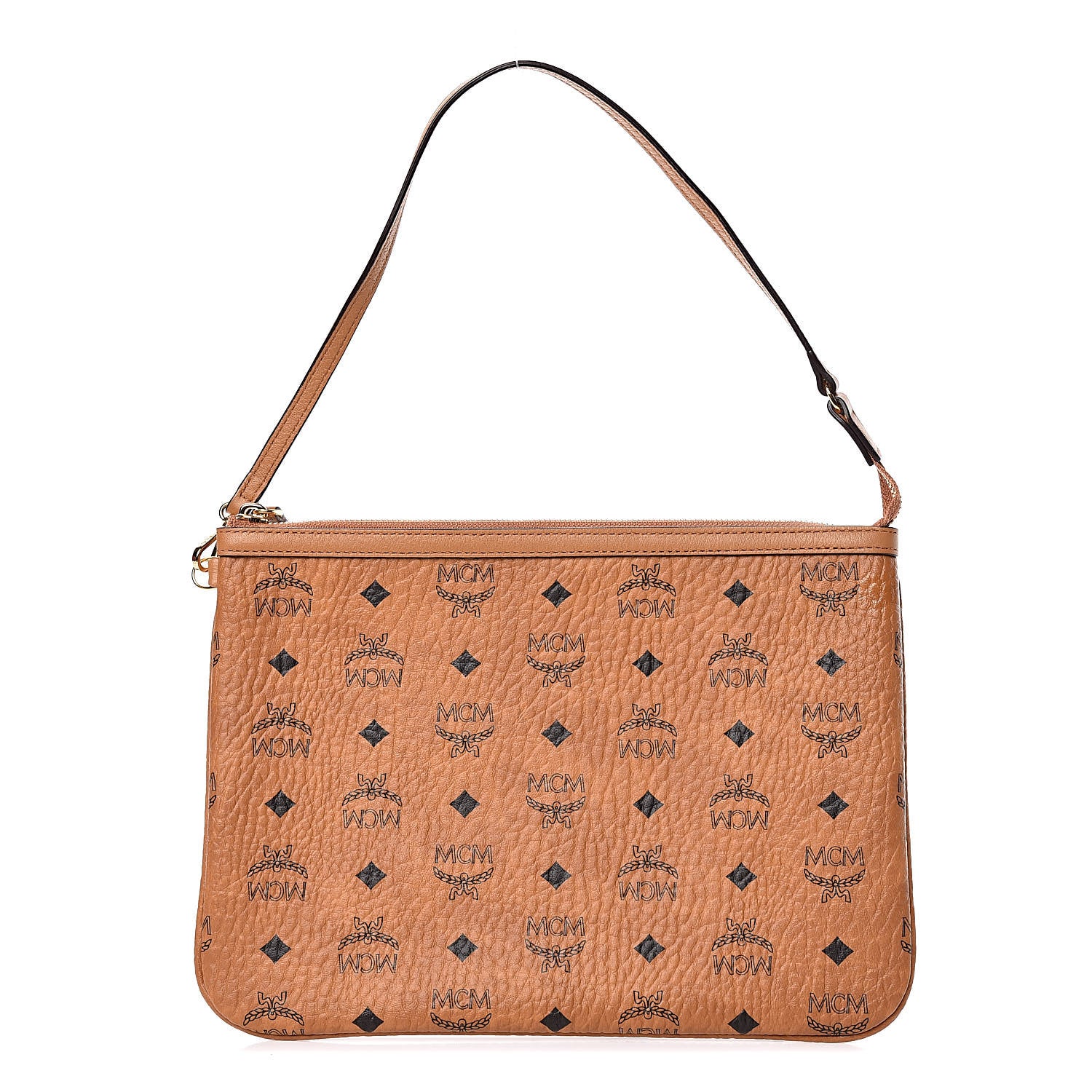 MCM Visetos Liz Shopper Tote Pouch Cognac 1 of 10