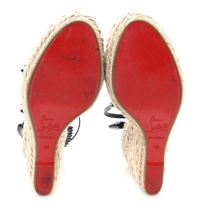 Christian Louboutin Patent Monochrome Mafaldina 120 Wedge Sandals 38 Black 6 of 10