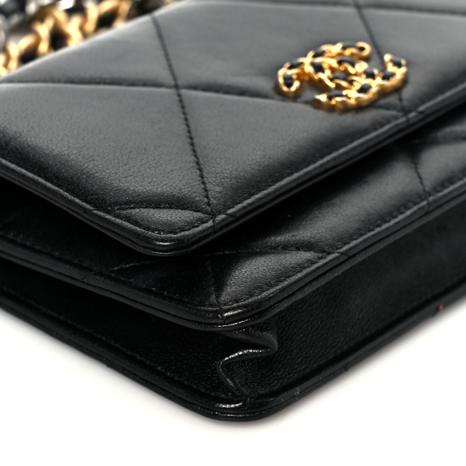 Chanel Goatskin Quilted Chanel 19 Wallet On Chain WOC Black 10 of 12