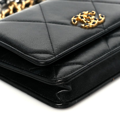 Chanel Goatskin Quilted Chanel 19 Wallet On Chain WOC Black 10 of 12