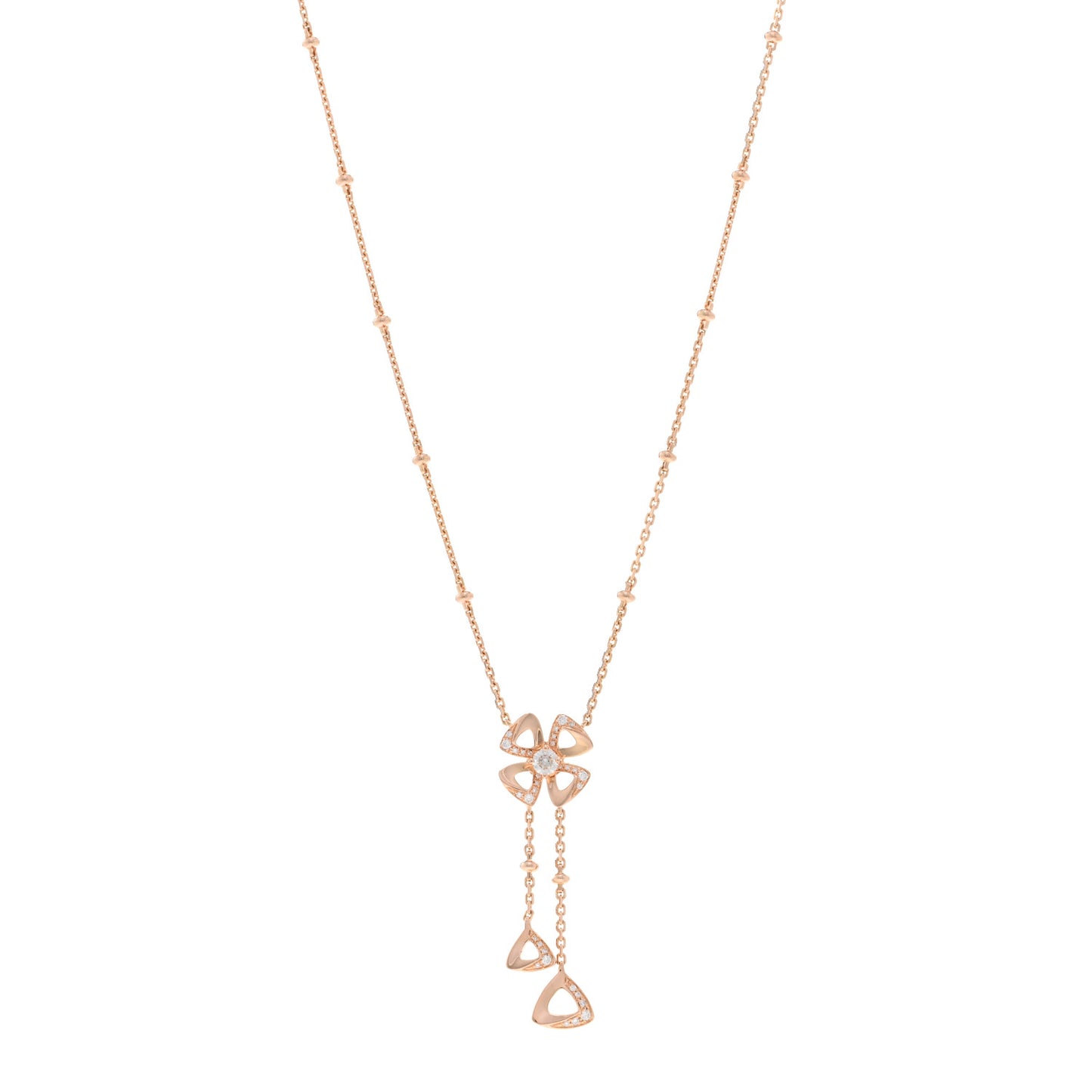 18K Rose Gold Diamond Fiorever Drop Necklace