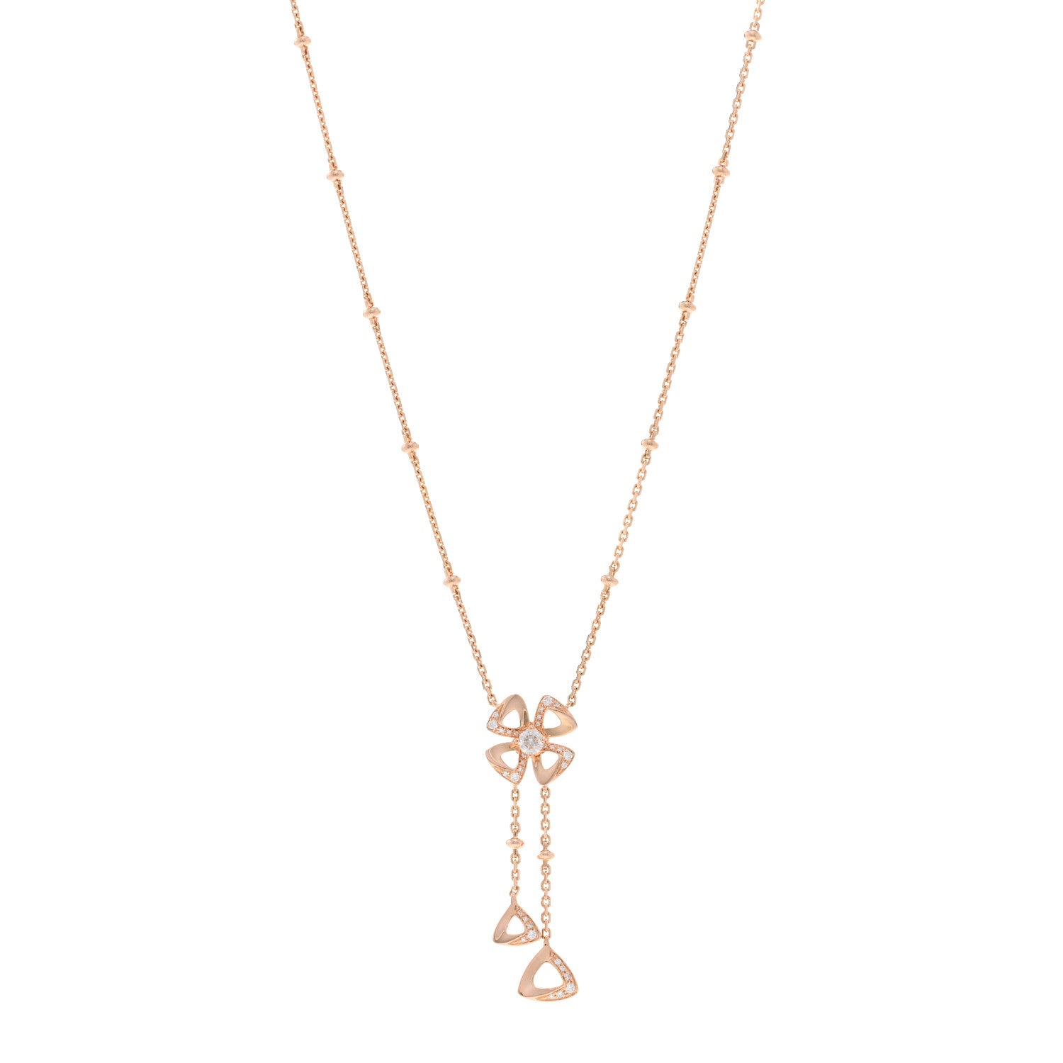 Bulgari 18K Rose Gold Diamond Fiorever Drop Necklace 1 of 5