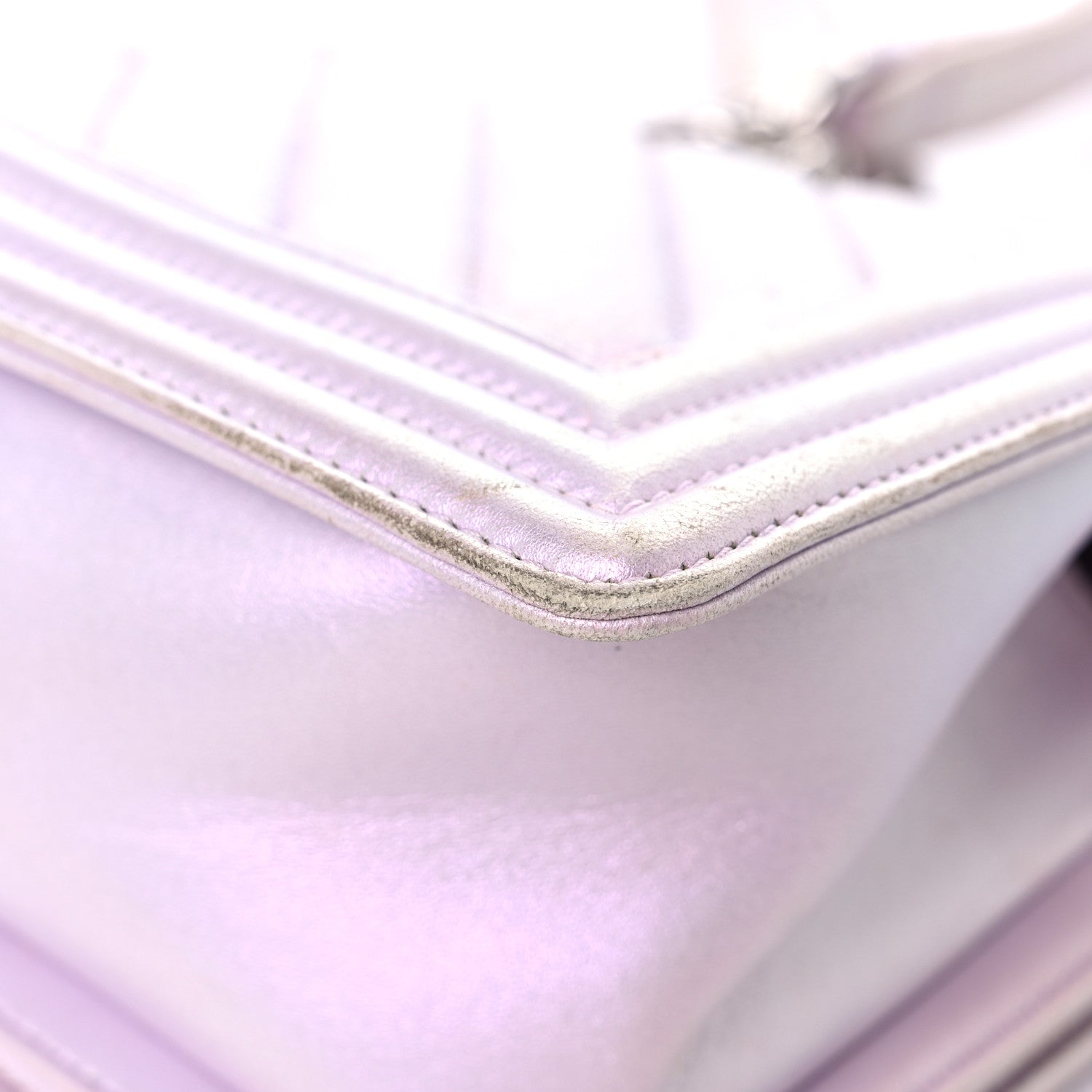 Chanel Metallic Lambskin Chevron Quilted Medium Boy Flap Purple 11 of 33