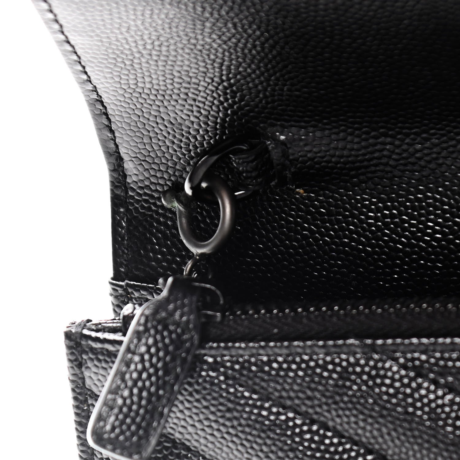 Saint Laurent Grain De Poudre Matelasse Chevron Monogram Envelope Chain Wallet Black 13 of 14
