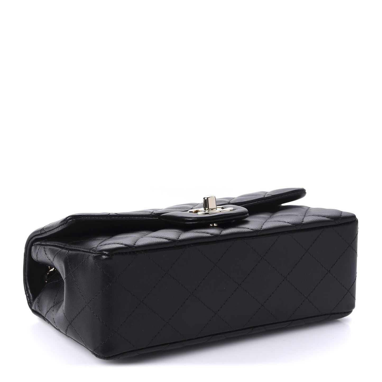 Lambskin Quilted Mini Rectangular Flap Black