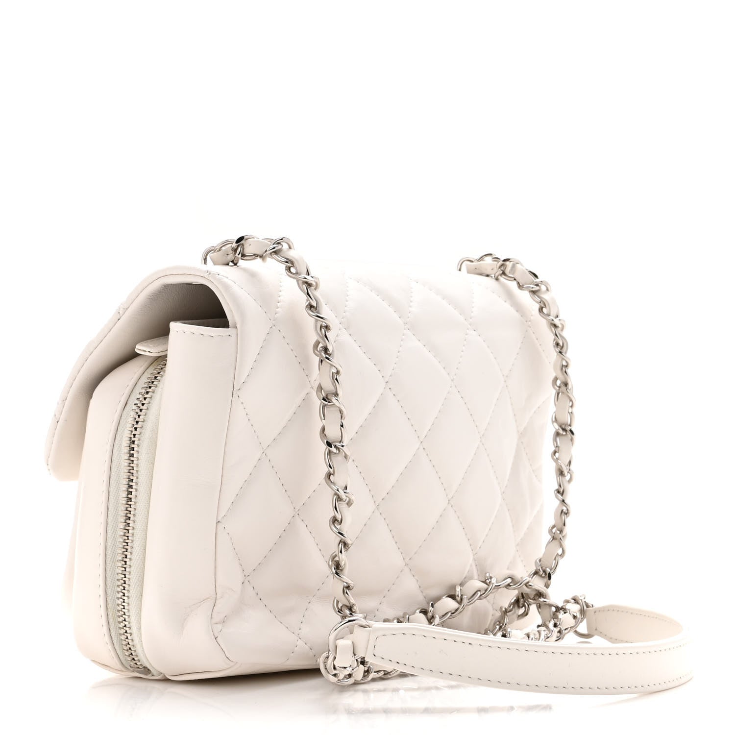 Chanel Aged Calfskin Quilted Express Zip Around Flap White 4 of 12