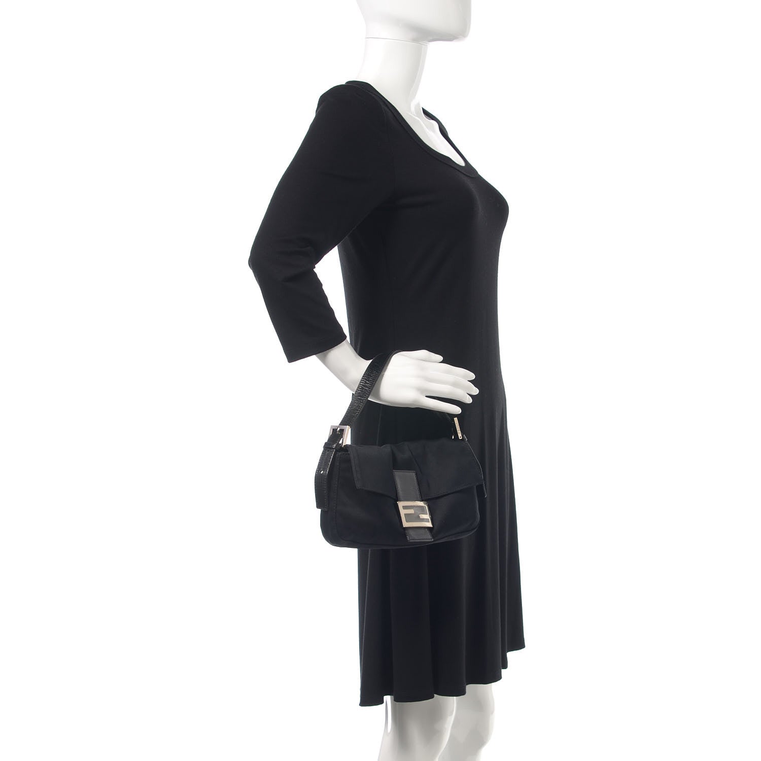 Fendi Satin Calfskin Baguette Black 2 of 9