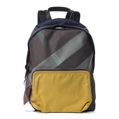 Burberry Nylon Check Print Abbeydale Simple Backpack Dark Forest Green 1 of 9