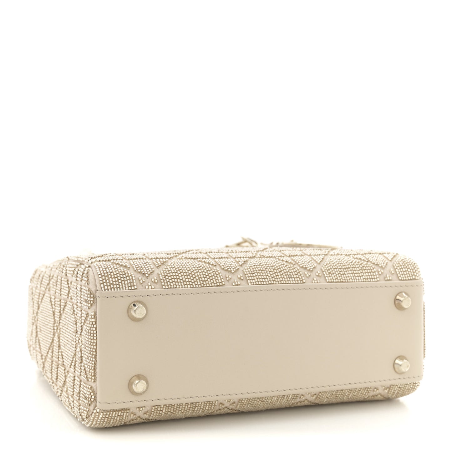 Lambskin Cannage Beaded Embroidered Mini Lady Dior Caramel Beige