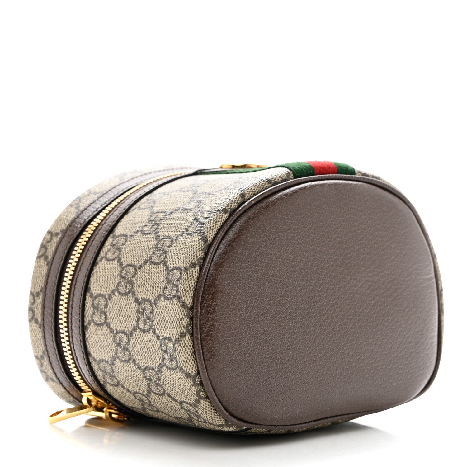Gucci GG Supreme Monogram Textured Calfskin Web Ophidia Vanity Cosmetic Case Beige Ebony New Acero 3 of 6