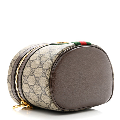 Gucci GG Supreme Monogram Textured Calfskin Web Ophidia Vanity Cosmetic Case Beige Ebony New Acero 3 of 6