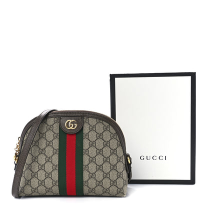 Gucci GG Supreme Monogram Textured Dollar Calfskin Web Small Ophidia Dome Shoulder Bag Beige Ebony New Acero 13 of 13