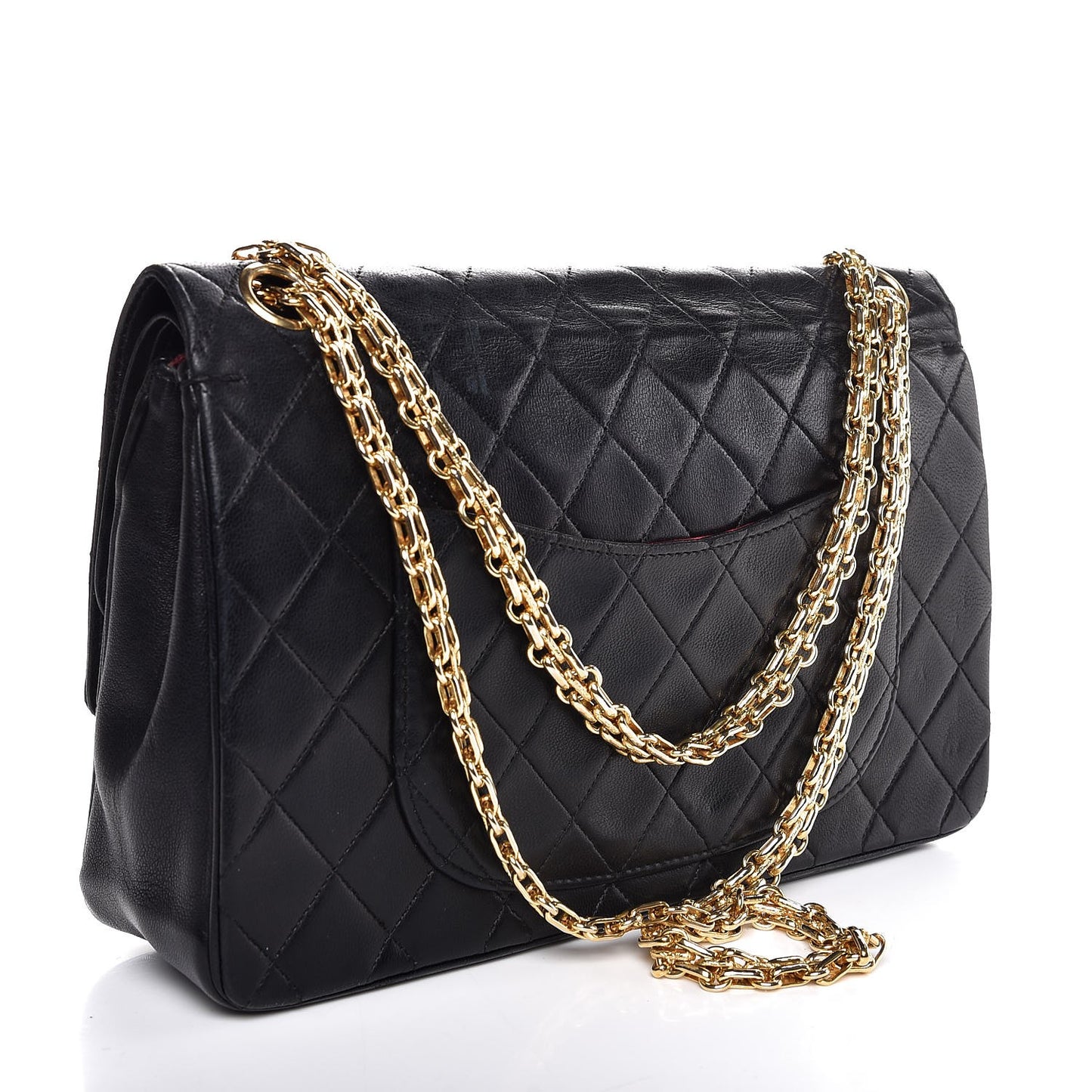 Lambskin Quilted Medium Bijoux Chain Double Flap Black