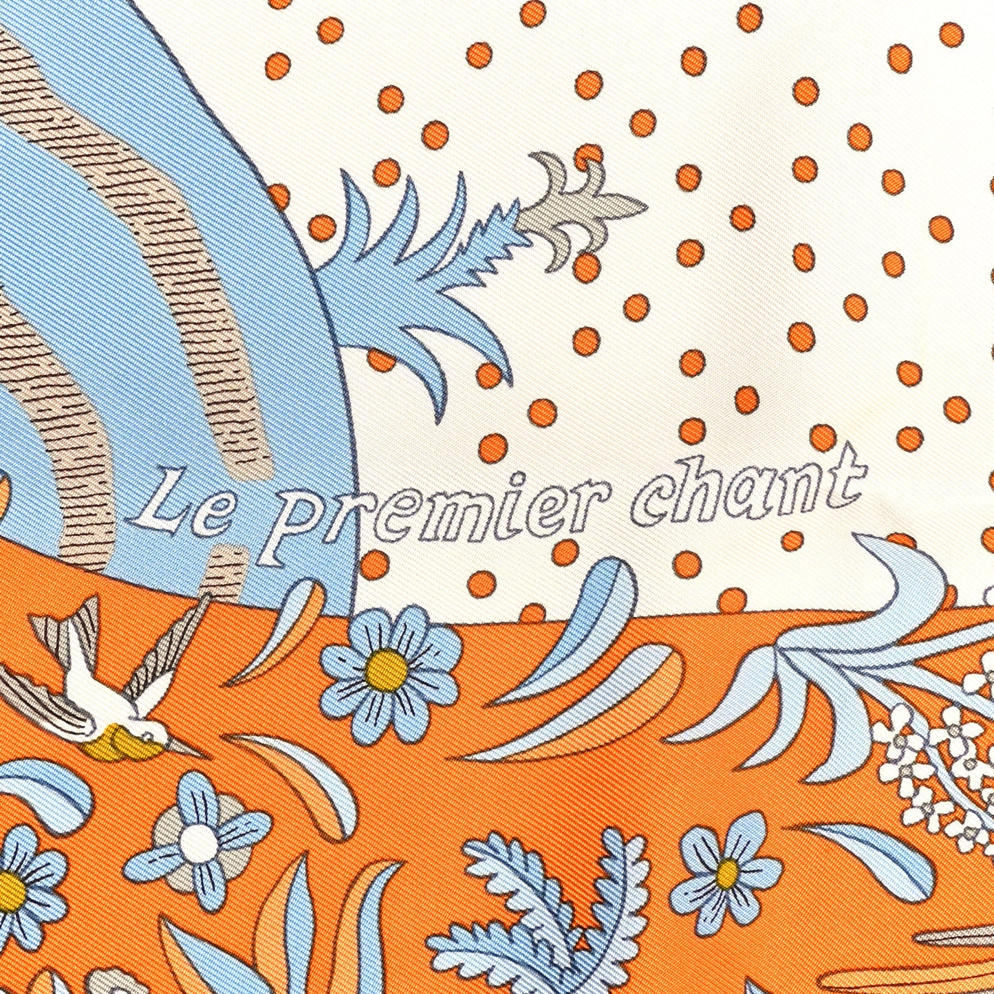 Silk Le Premier Chant Scarf 90 Orange White Bleu