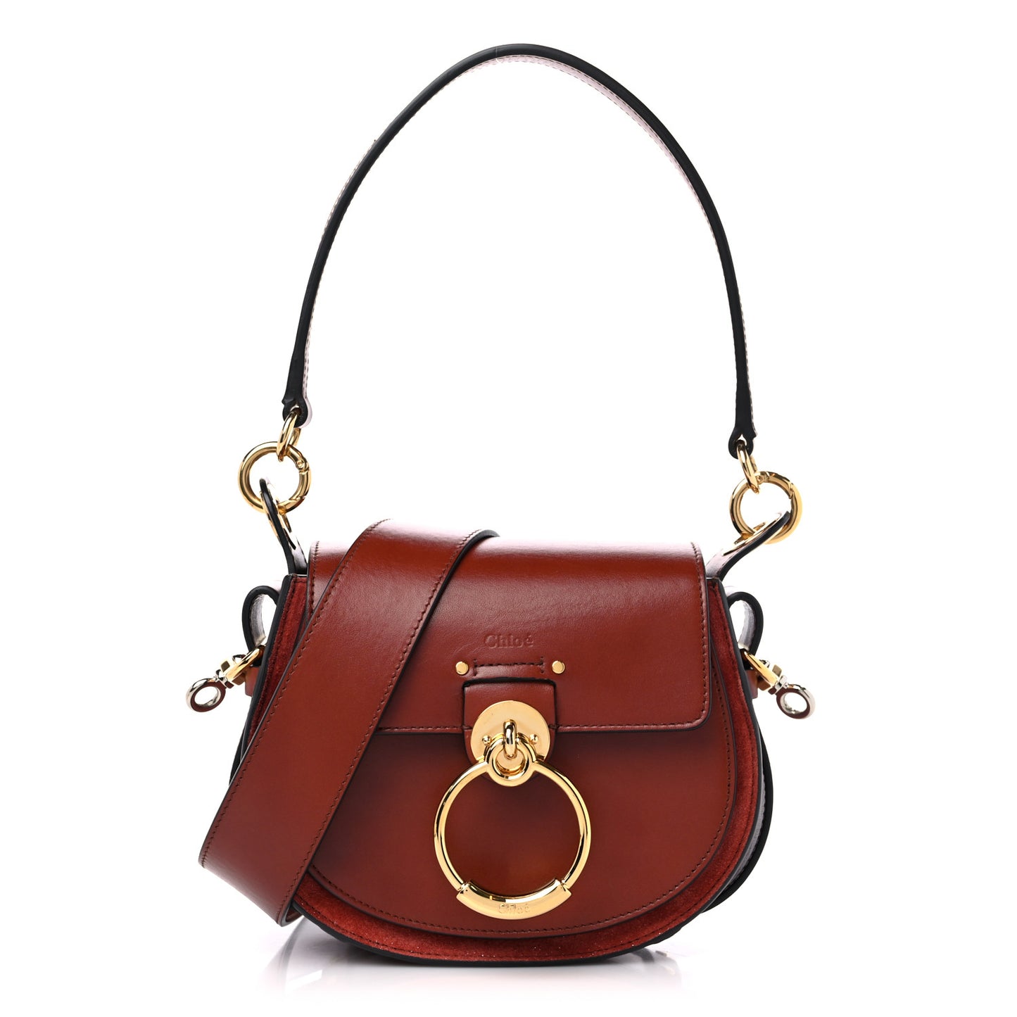 Calfskin Suede Small Tess Bag Sepia Brown