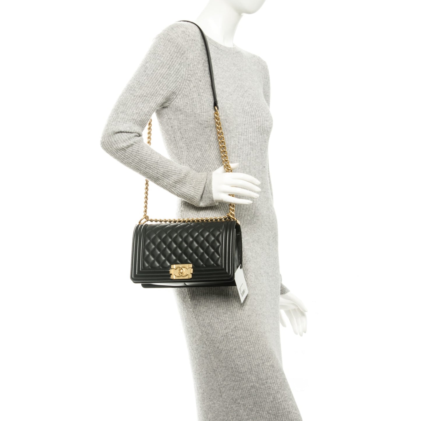 Lambskin Quilted Medium Boy Flap Black