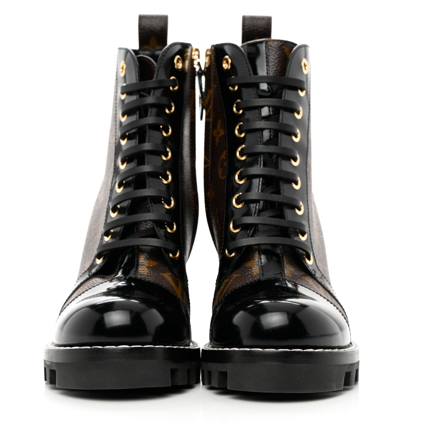Patent Calfskin Monogram Star Trail Ankle Boots 36 Black