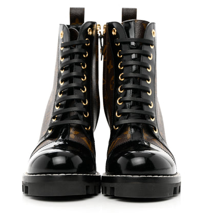 Louis Vuitton Patent Calfskin Monogram Star Trail Ankle Boots 36 Black 2 of 7