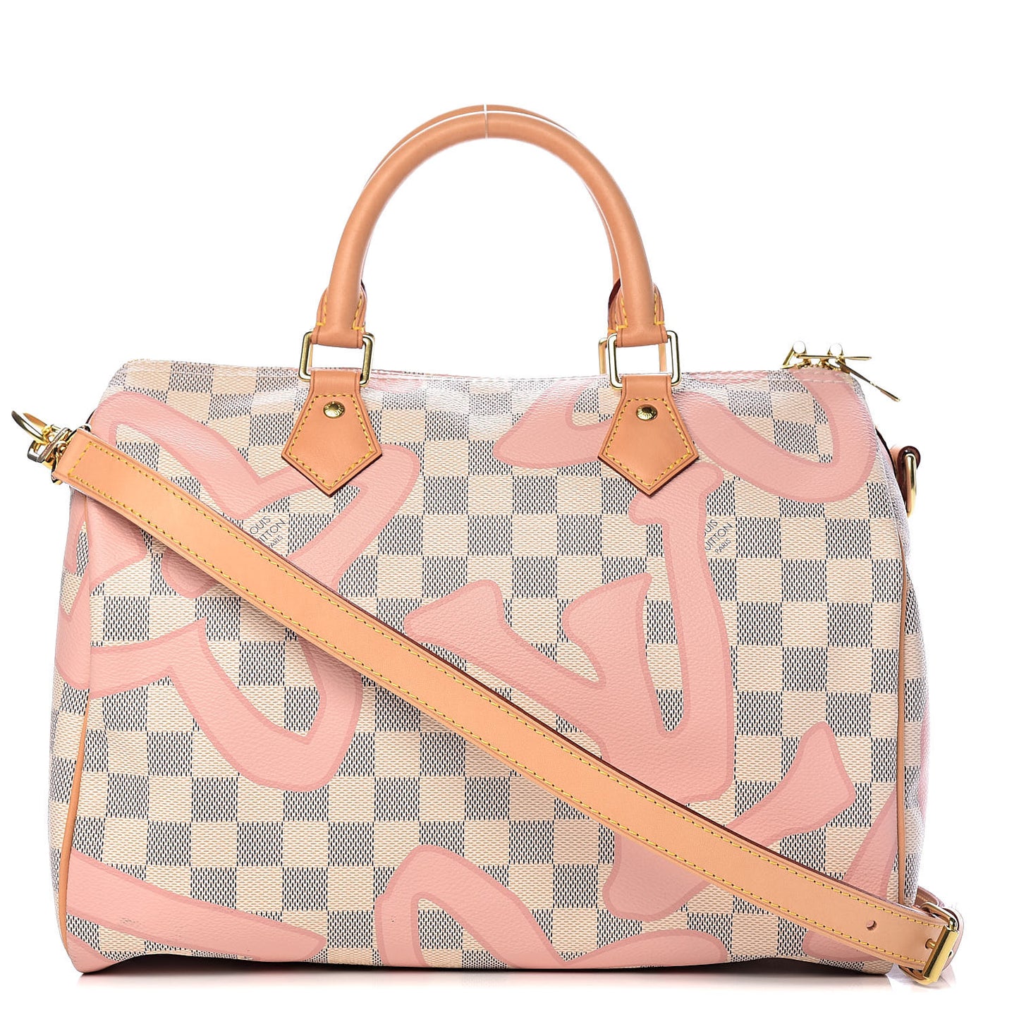 Damier Azur Tahitienne Speedy Bandouliere 30 Rose Ballerine