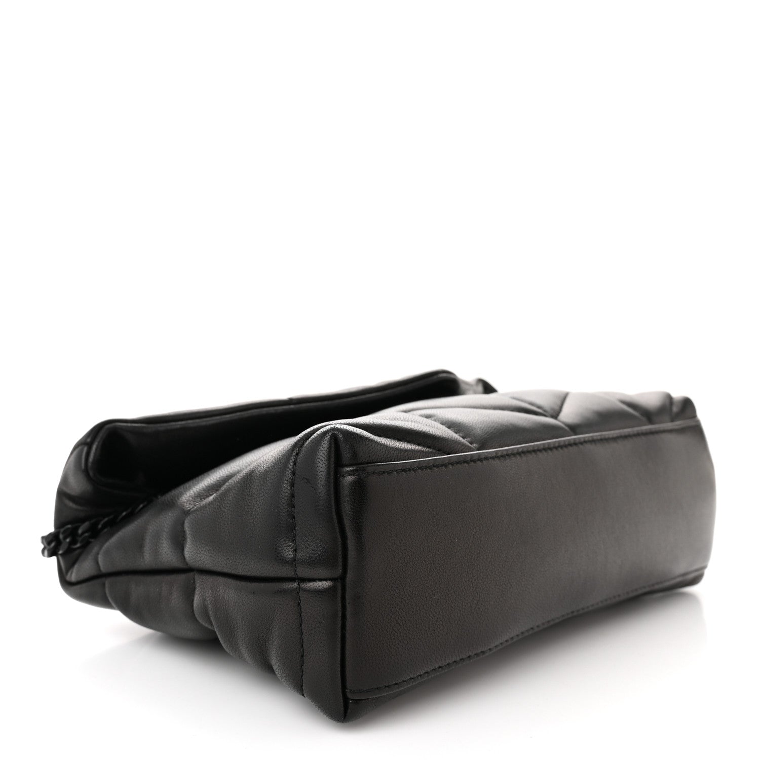Saint Laurent Lambskin Quilted Toy Loulou Puffer Monogram Monochrome Chain Satchel Black 4 of 10